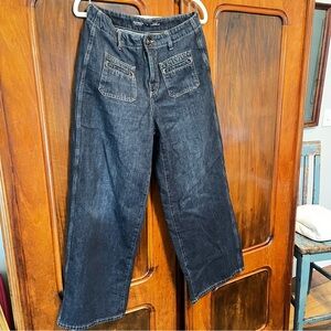 Old Navy Drapey High Rise Baggy Wide-Leg Jeans - Dark Blue - Size 6